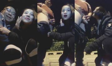 美女主播与海龟男友寒冷夜晚在户外大街上野战