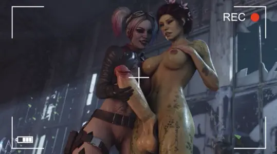 3D小丑女淫荡迷人的哈雷奎恩抚慰扶他的大肉棒1